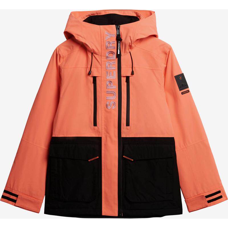 代购Superdry女士冲锋衣防风保暖防水滑雪服连帽中长款户外夹克