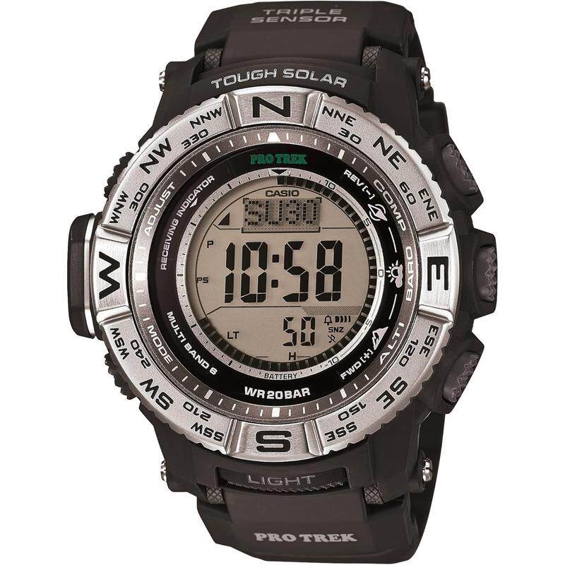 代购卡西欧男士腕表指南针气压计海拔计世界时防水太阳能橡胶带