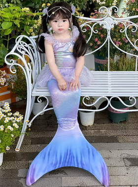 儿童泳衣女儿童夏季新款梦幻紫公主风游泳衣美人鱼尾巴高颜值泳装