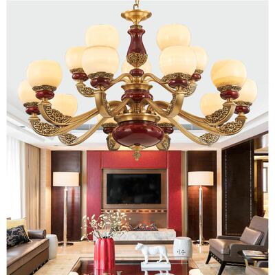 中式装修全铜吊灯红木吊灯