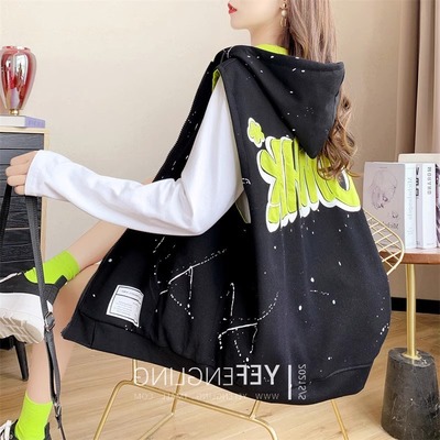 可两穿卫衣马甲女大码宽松