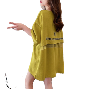 设计感独特冰丝麻短袖T恤女小心机露背2024夏季新款大码宽松上衣