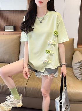 不规则短袖t恤女夏季宽松