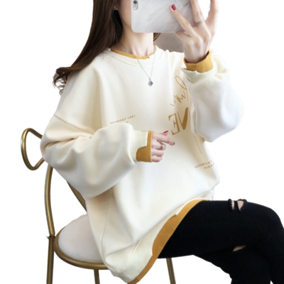 秋冬新款无帽加绒加厚ins卫衣