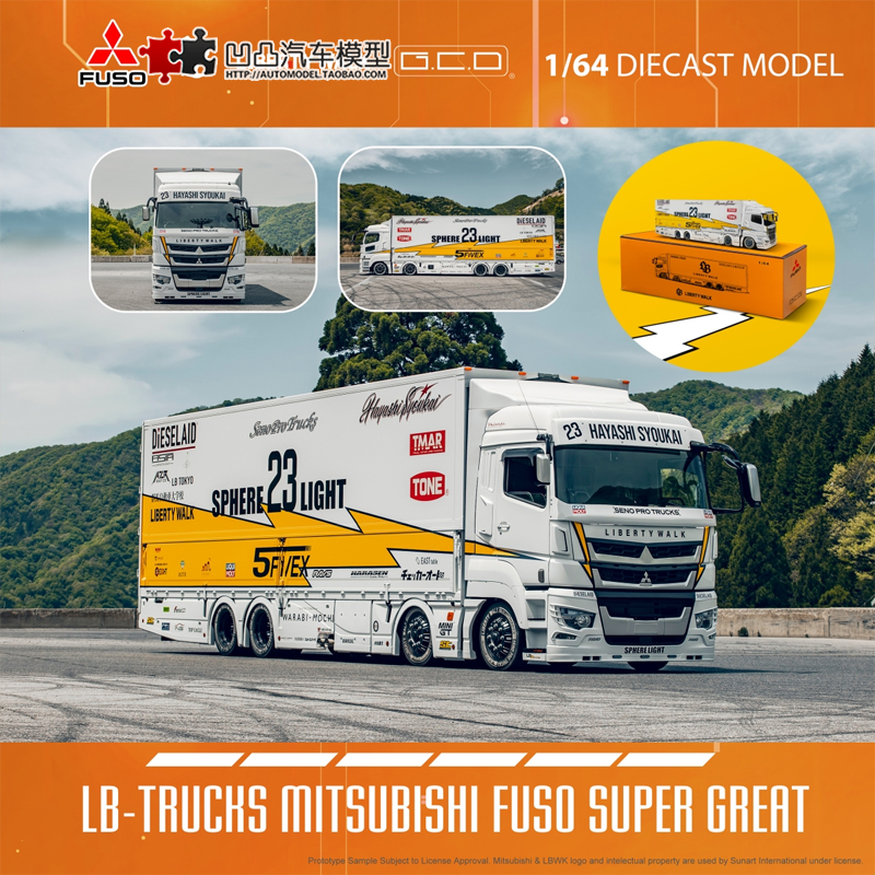 三菱FUSO 货柜车运输车 LBWK GCD 1:64 JDM 飞翼仿真合金汽车模型 模玩/动漫/周边/娃圈三坑/桌游 火车/摩托/汽车模型 原图主图