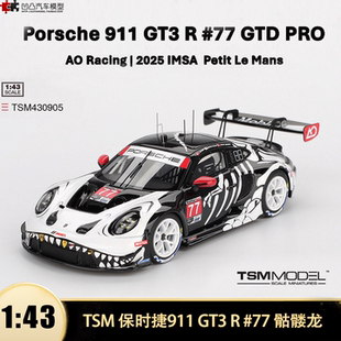 保时捷911 GT3 R AO 赛车万圣节搞怪TSM 1:43 骷髅龙仿真汽车模型