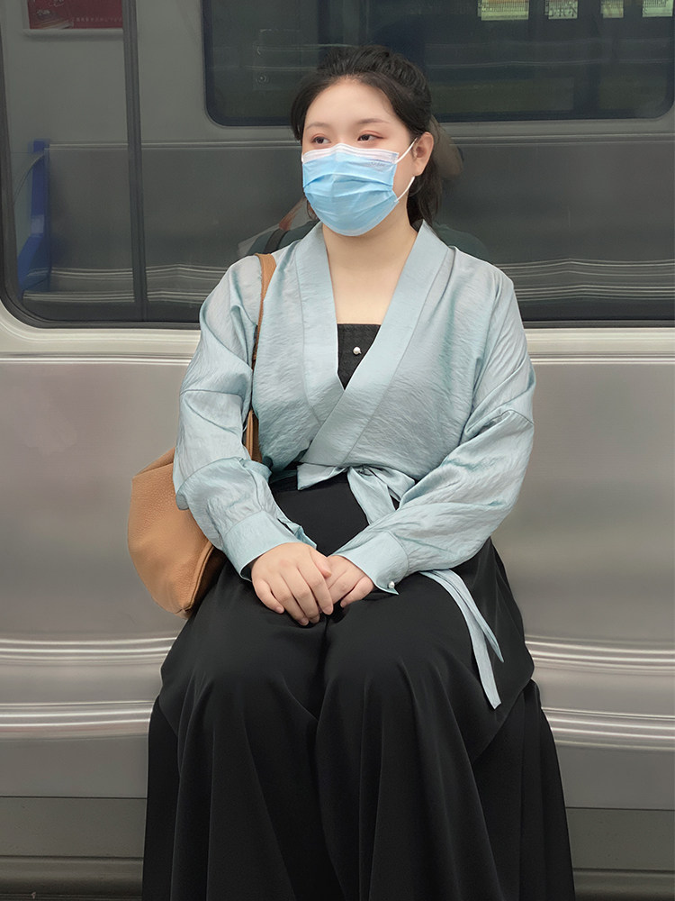 SUIQI NATURAL[WANGSHU]오리지널 대형 HANFU 여성 봄 가을 송나라 제작 비행기 소매 개선 멜빵 데일리 송 바지