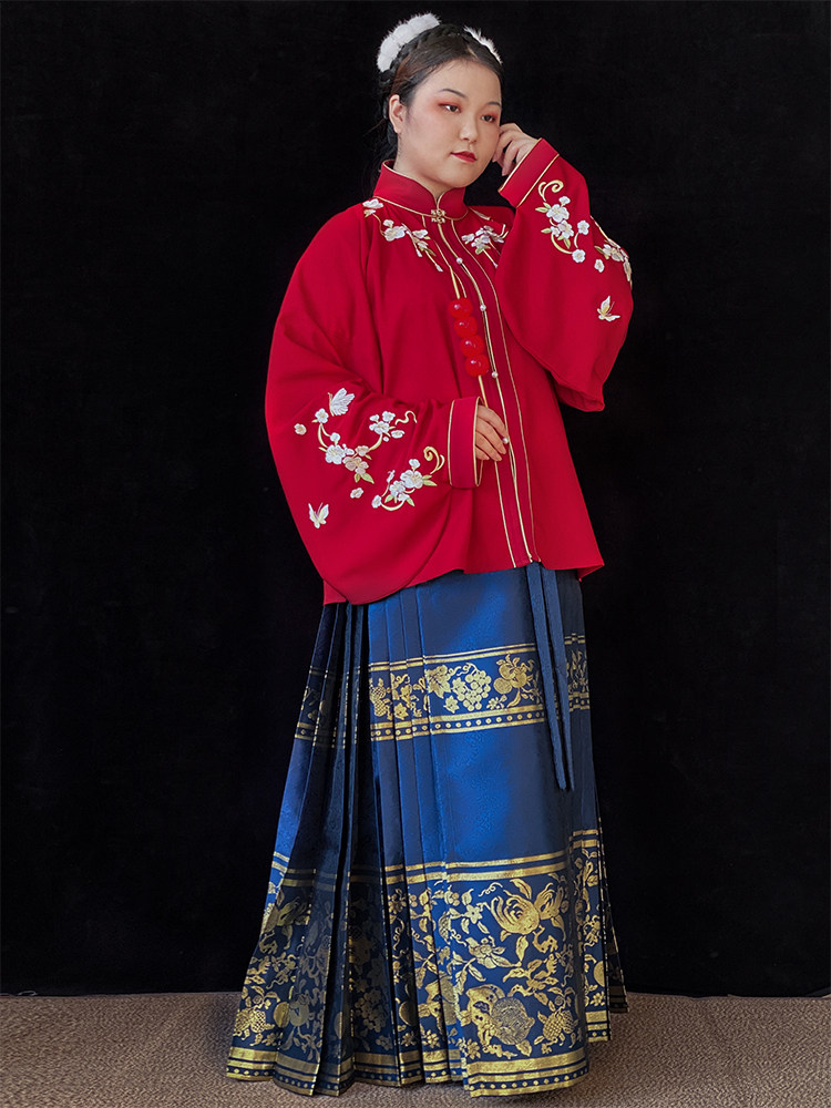 SUI QI NATURAL [BAGUO NAFU] 지방 MM 대형 직조 금 말 얼굴 스커트 4.5 미터 원래 명나라 HANFU 여성 봄