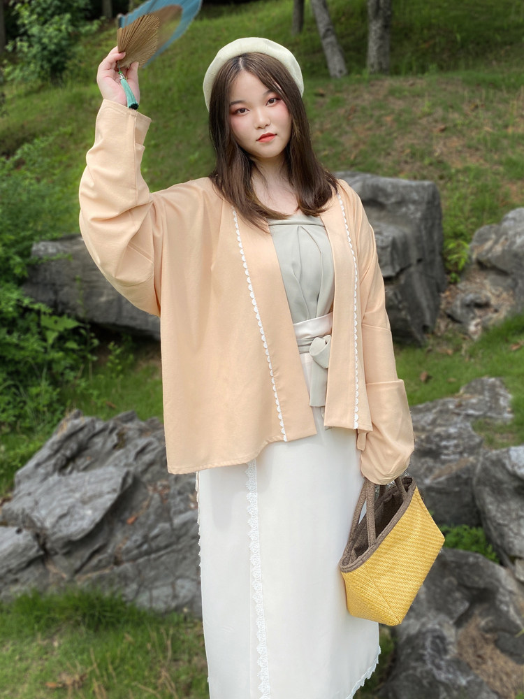 SUI QI NATURAL [LANTING 서문] 여성용 오리지널 플러스 사이즈 HANFU 봄 가을 송나라 나선형 스커트 비행기 소매 지방 MM 230 파운드 제작