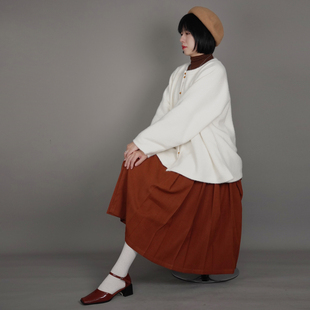 随淇自然 明制立领对襟上袄秋冬毛外套汉服短马面裙 牛奶巧克力