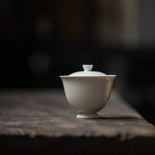 手工陶瓷二才盖碗茶杯草木灰简约