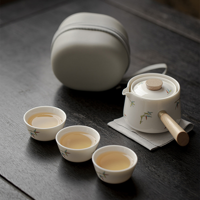 草木祠转转泡茶壶功夫茶具套装家用陶瓷懒人泡茶神器便携旅行茶具