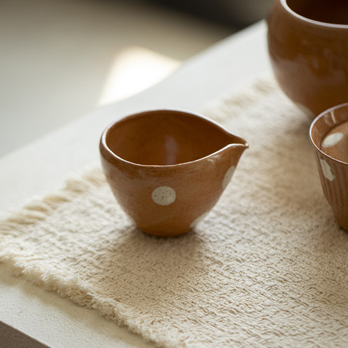 草木祠 日式粉引波点公道杯家用粗陶公杯分茶器泡茶匀杯茶器茶海