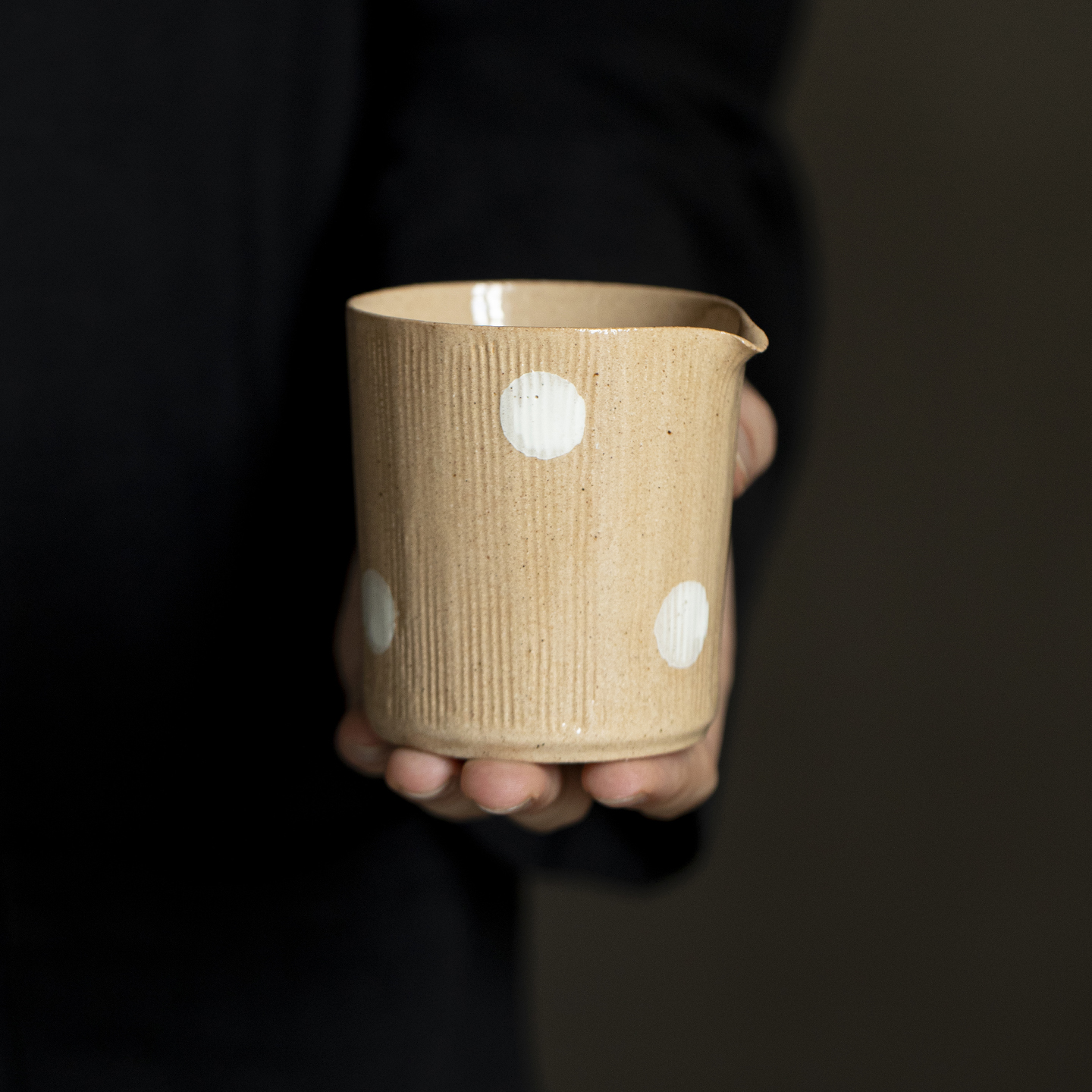草木祠 日式粉引波点公道杯家用粗陶公杯分茶器泡茶匀杯茶器茶海