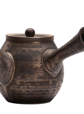 草木祠复古鎏金侧把壶陶瓷茶壶