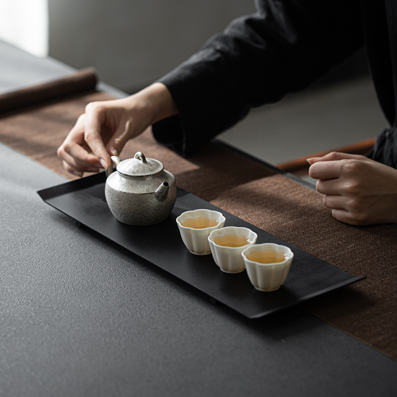 草木祠日式简约铁艺茶具展示架小茶几干泡台首饰茶杯收纳架茶托盘