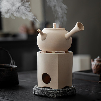 草木祠围炉煮茶碳炉火炉套装煮茶器陶瓷侧把烧水泡茶壶风炉酒精炉