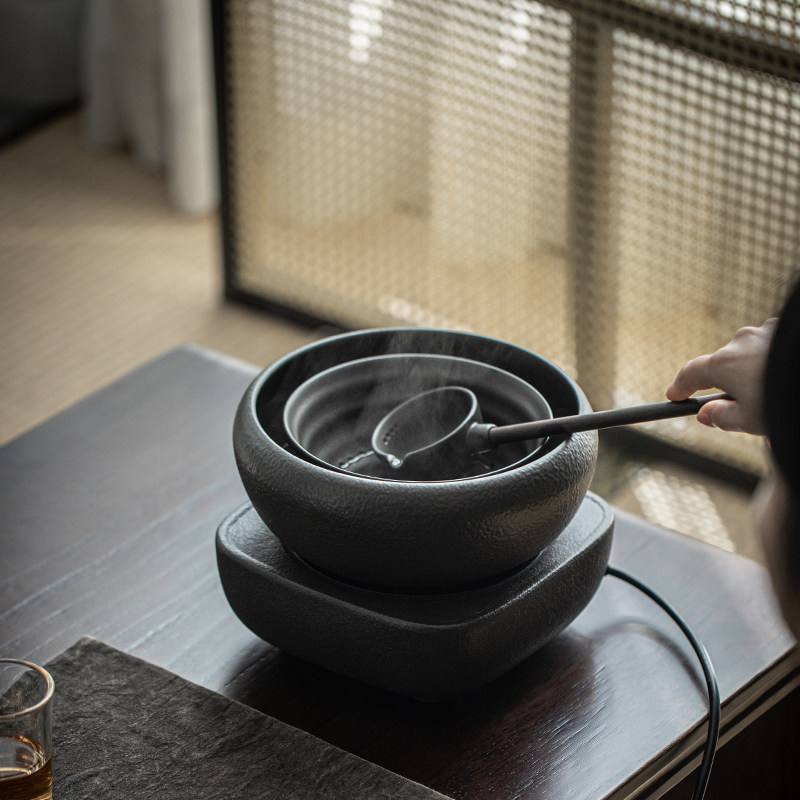 草木祠麦饭石煮茶器复古陶瓷煮茶泡茶壶电陶炉陶壶老白茶炉温茶酒