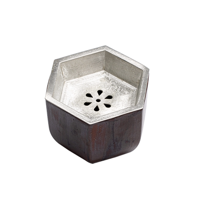 建水茶洗水盂六角陶瓷锡盖