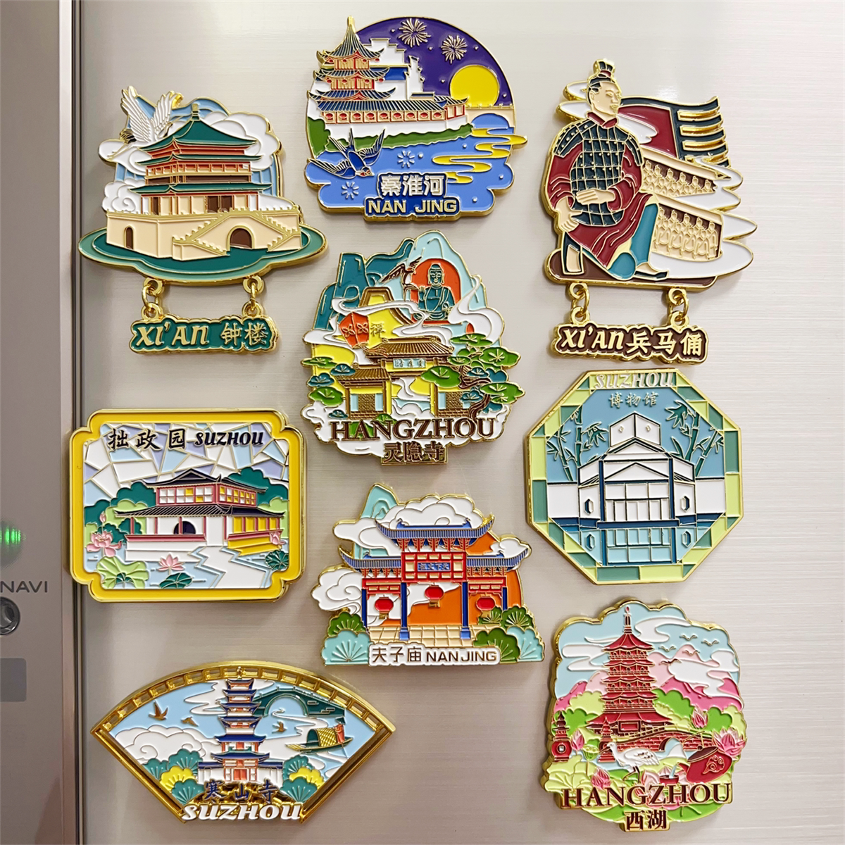 金属冰箱贴磁贴创意苏州杭州西安南京旅游纪念特色文创拼图城市