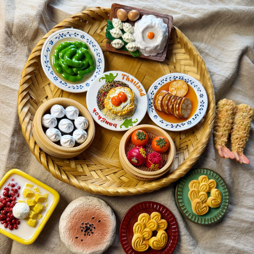 原创冰箱贴泰国打抛饭 饺子板糯米糖藕 山西花馍无锡小笼包蝴蝶酥