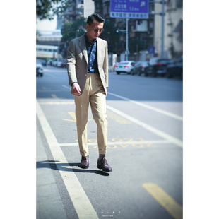 定制羊毛英国面料商务修身 绅士上班西服 手工西装 NHO2氮氢氧男士