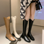 显瘦高筒骑士靴不过膝长筒靴胖mm42大码 女靴40大筒围粗腿41加肥43