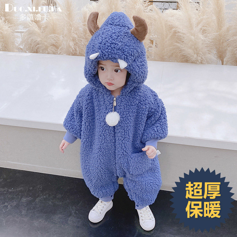 网红婴儿衣服秋冬套装0男女宝宝外出服加厚连体衣1岁冬装棉衣爬服