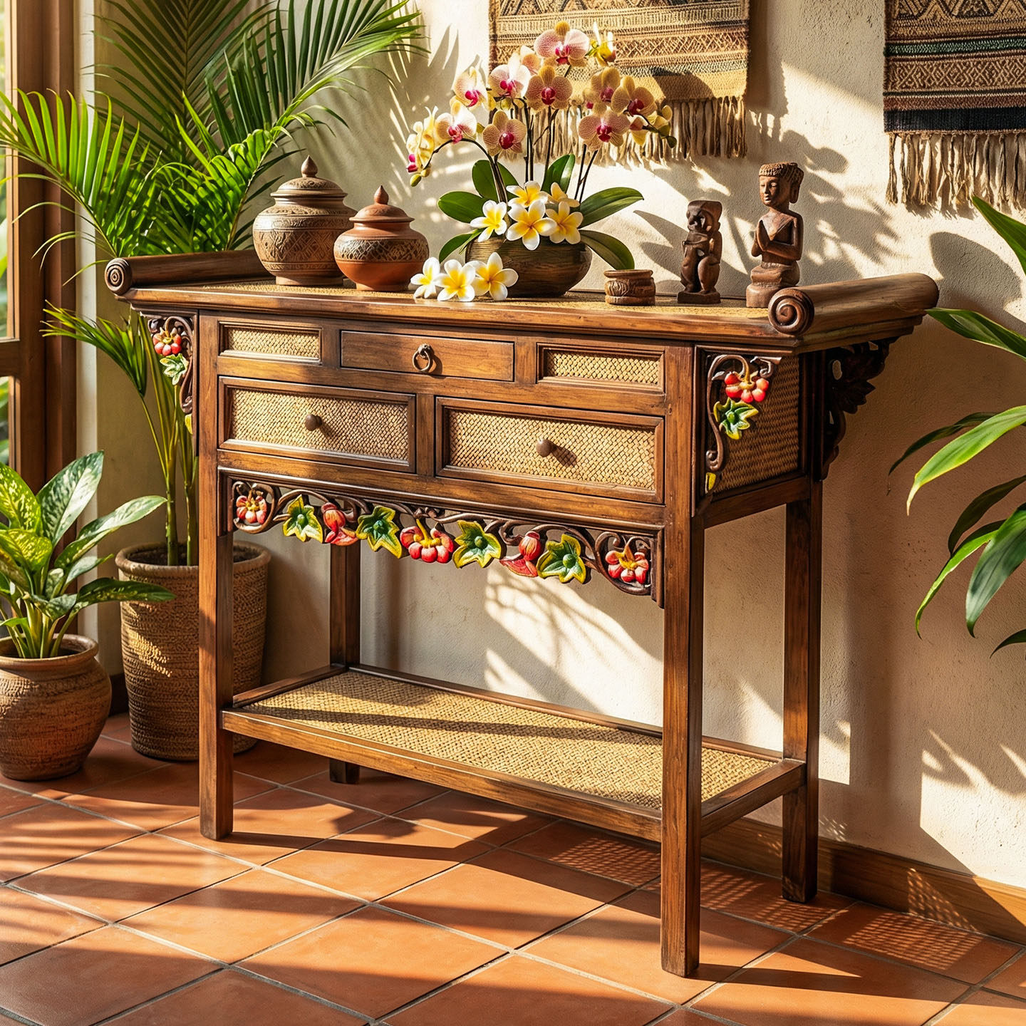 泰式佛龛观音菩萨佛柜供奉桌泰国香案家用实木佛台供桌神台