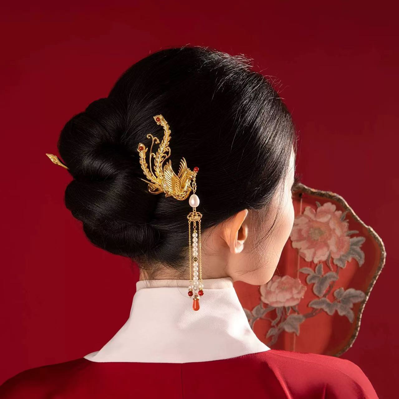 凤凰于飞发簪古风汉服高级新中式发饰