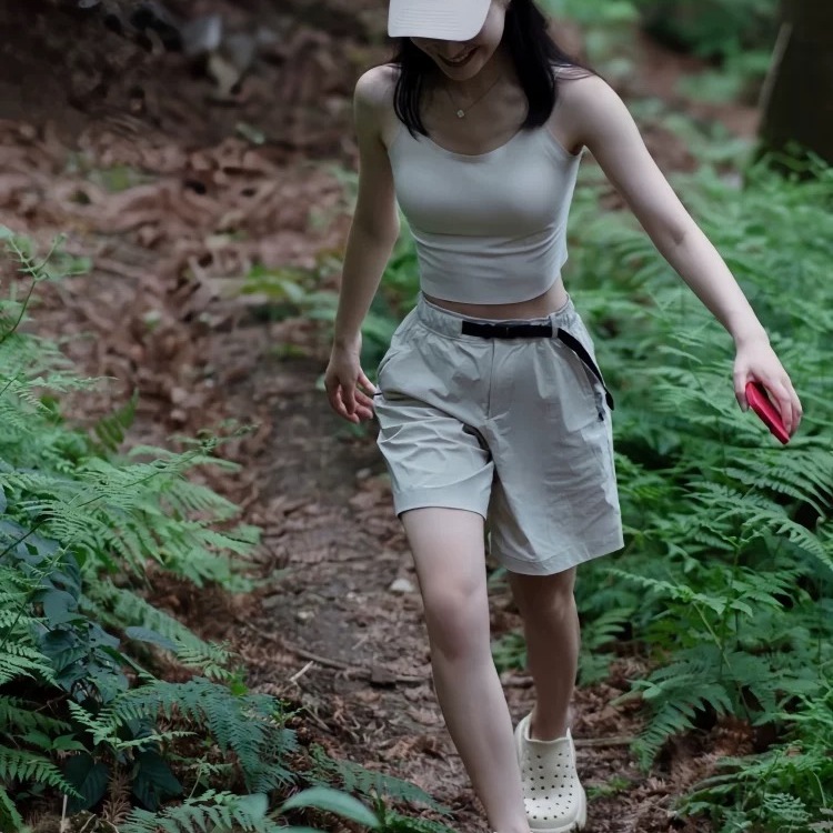夏季山系户外女士徒步速干机能凉感运动短裤吸湿透气腰带工装裤