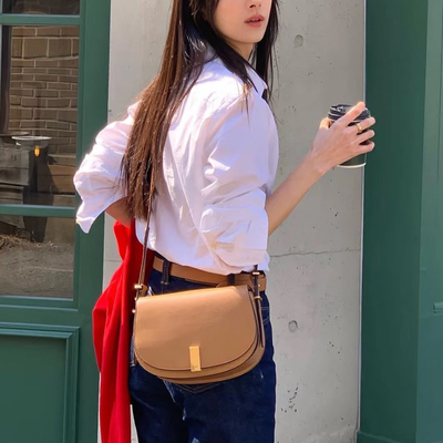郑秀晶同款单肩斜跨马鞍包