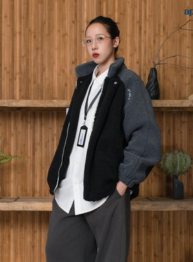 APOGE3阿保机 冬季羊羔绒外套男女潮牌夹克情侣复古宽松加厚毛绒