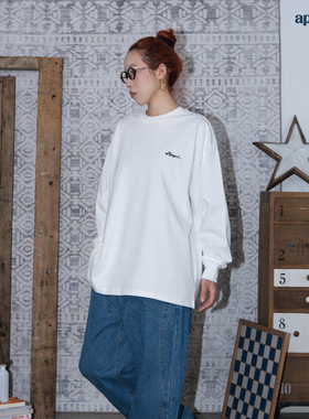 APOGE3阿保机 友好小红花长袖T恤男女同款百搭纯棉美式宽松潮牌