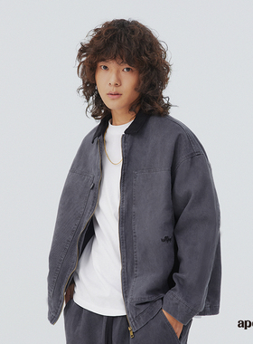 APOGE3阿保机冬季水洗拼色工装夹克男女潮牌宽松美式复古外套国潮