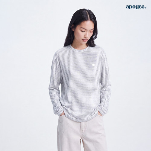 APOGE3 阿保机 美式复古条纹长袖T恤男打底上衣情侣宽松设计感