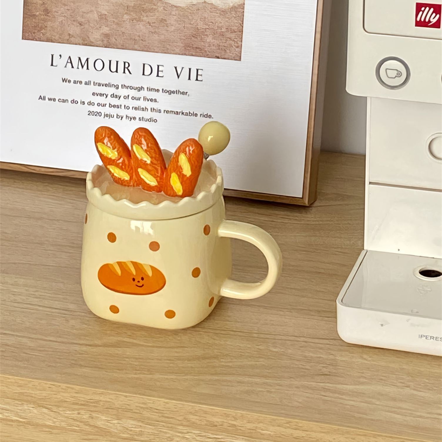 法棍可爱马克杯水杯女礼品陶瓷杯伴手礼送闺蜜的生日礼物女生实用