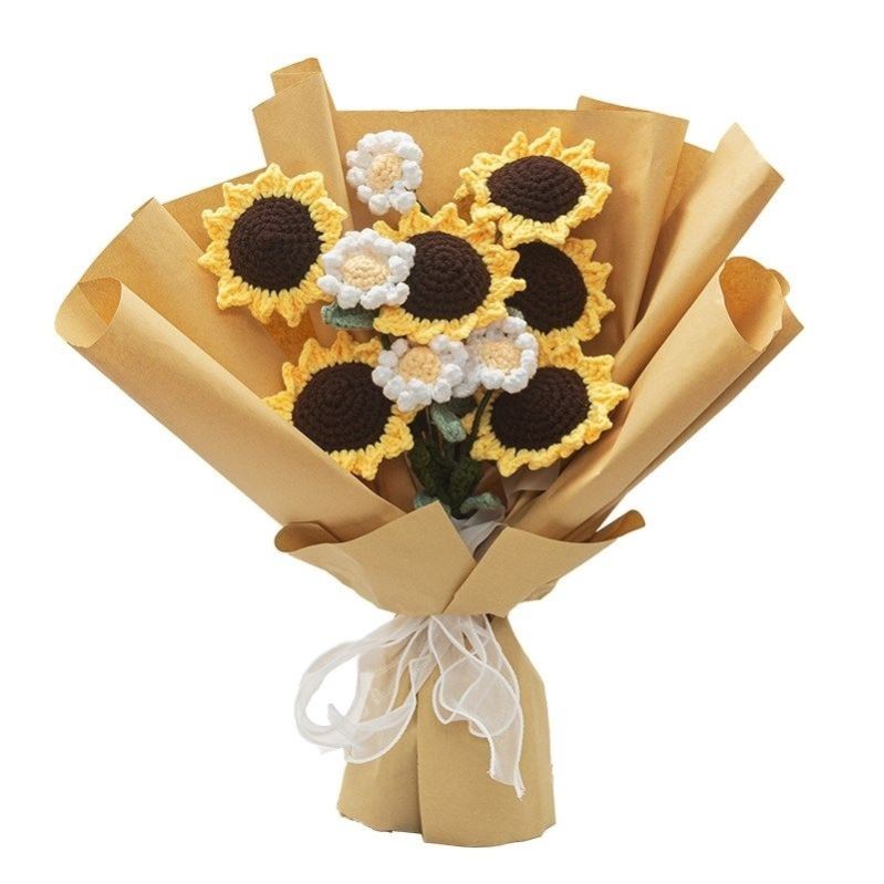 diy毛线花束针织向日葵仿真花手工织品太阳花材料包生日礼物情人