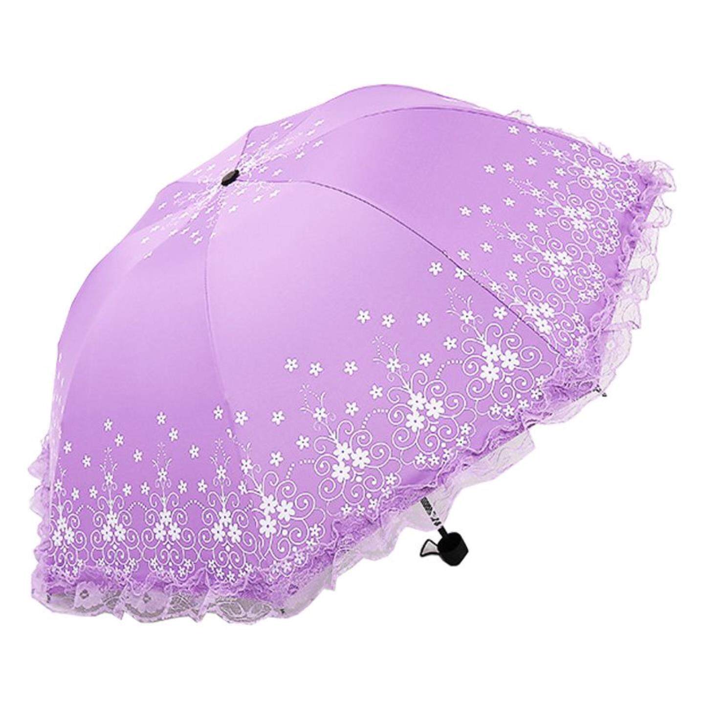 雨伞女折叠伞太阳伞晴雨两用伞防晒防紫外线蕾丝公主遮阳伞三折伞