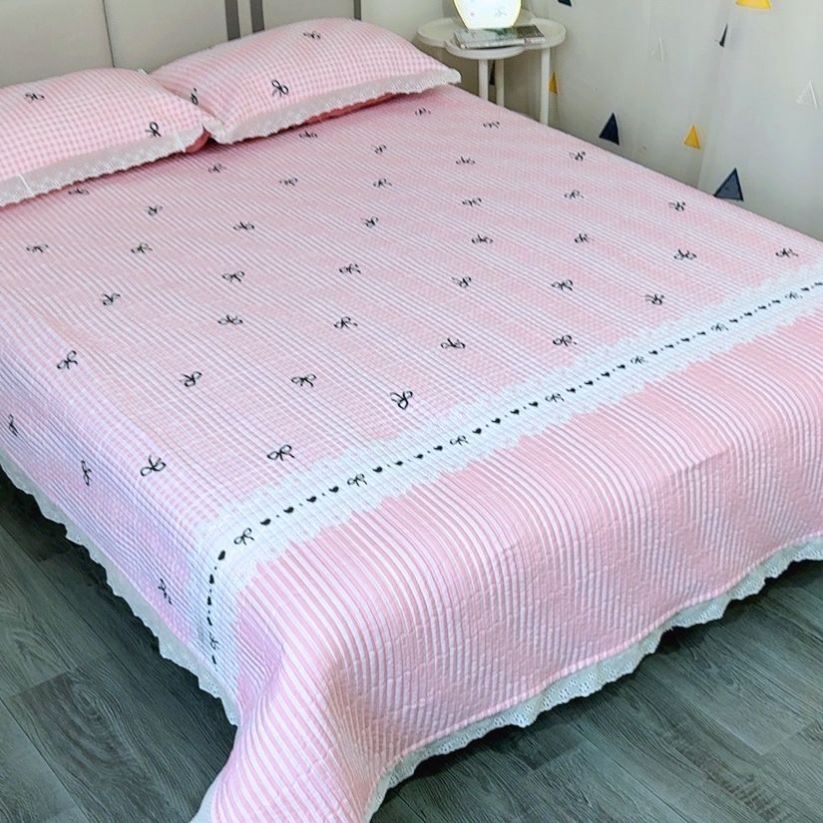 2026新款床盖四季通用带花边最新款三件套单件蕾丝双面夹棉床单