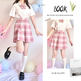 jk制服格裙日系原创正版树莓红茶夏学院风毕业班服全套百褶半身裙