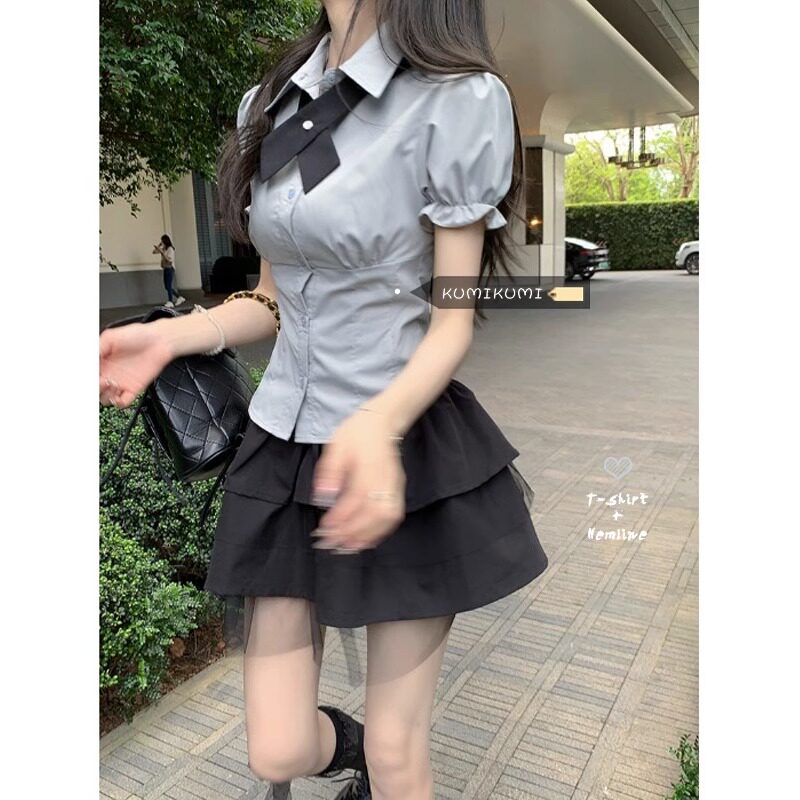 日系JK制服短款衬衫学院风短图片