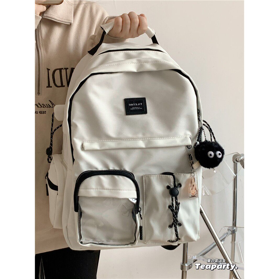 日系ins书包女生 初中高中学生大容量双肩包百搭电脑背包男