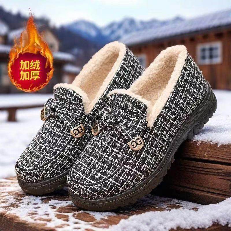 秋冬季加厚豆豆鞋绒软底