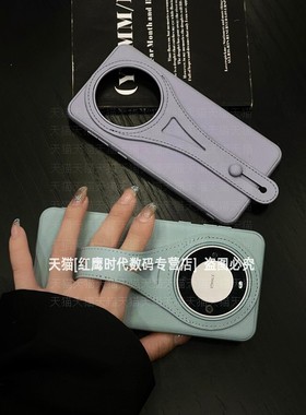 适用华为mate70pro手机壳新款meat60por+腕带支架mete50手腕式meite魅特40epro高档皮质mt70手带m70全包m60女