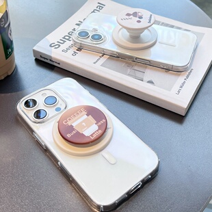 ins咖啡饮料气囊磁吸手机支架网红新款手持指环扣小众高级感背贴吸附式桌面支撑底座配件强磁力伸缩气垫追剧