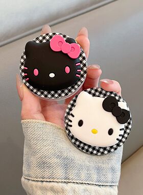 可爱卡通hellokitty格纹磁吸