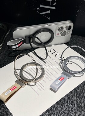 高端新款磁吸手机支架手提手带式折叠指环扣手环桌面支撑架磁力吸附背贴手拎多功能配件适用苹果16promax15男