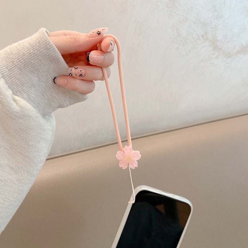 弹力硅胶花朵手绳手机壳挂绳短款手腕绳挂饰夏天腕带夏季吊坠钥匙链手