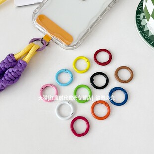 彩色弹簧扣金属开口圆圈手机挂绳弹簧圈手机链挂环包包链扣环diy配件圆形钥匙扣圆环彩色卡圈多功能环搭配绳